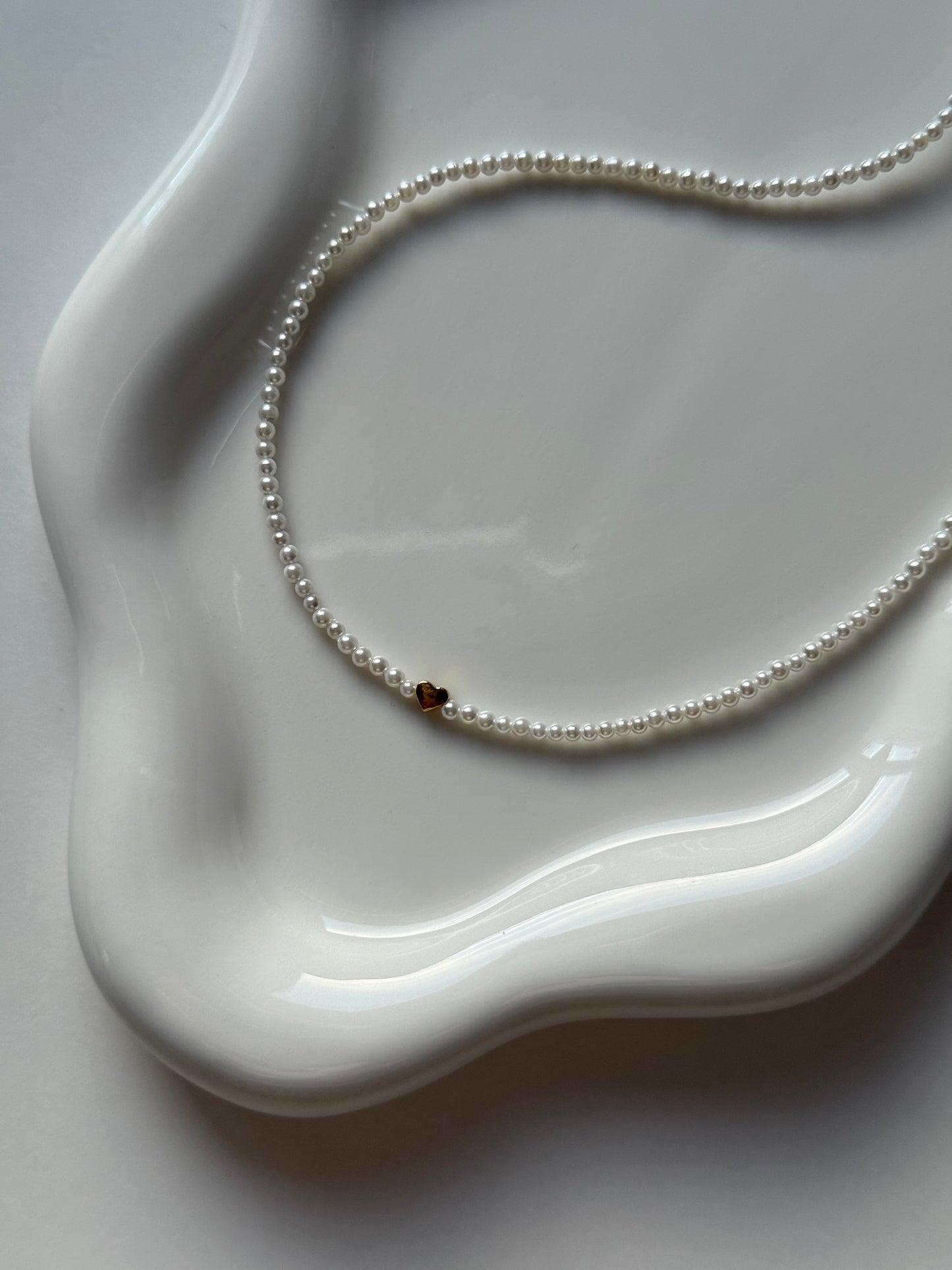 Colier cu perle si pandativ inimioara din Argint 925