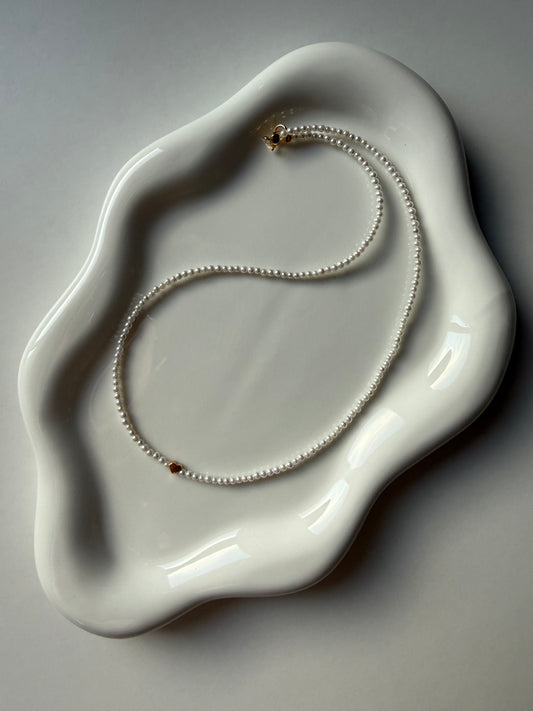 Colier cu perle si pandativ inimioara din Argint 925