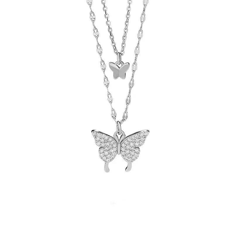 Lantisor dublu din argint 925 Butterfly