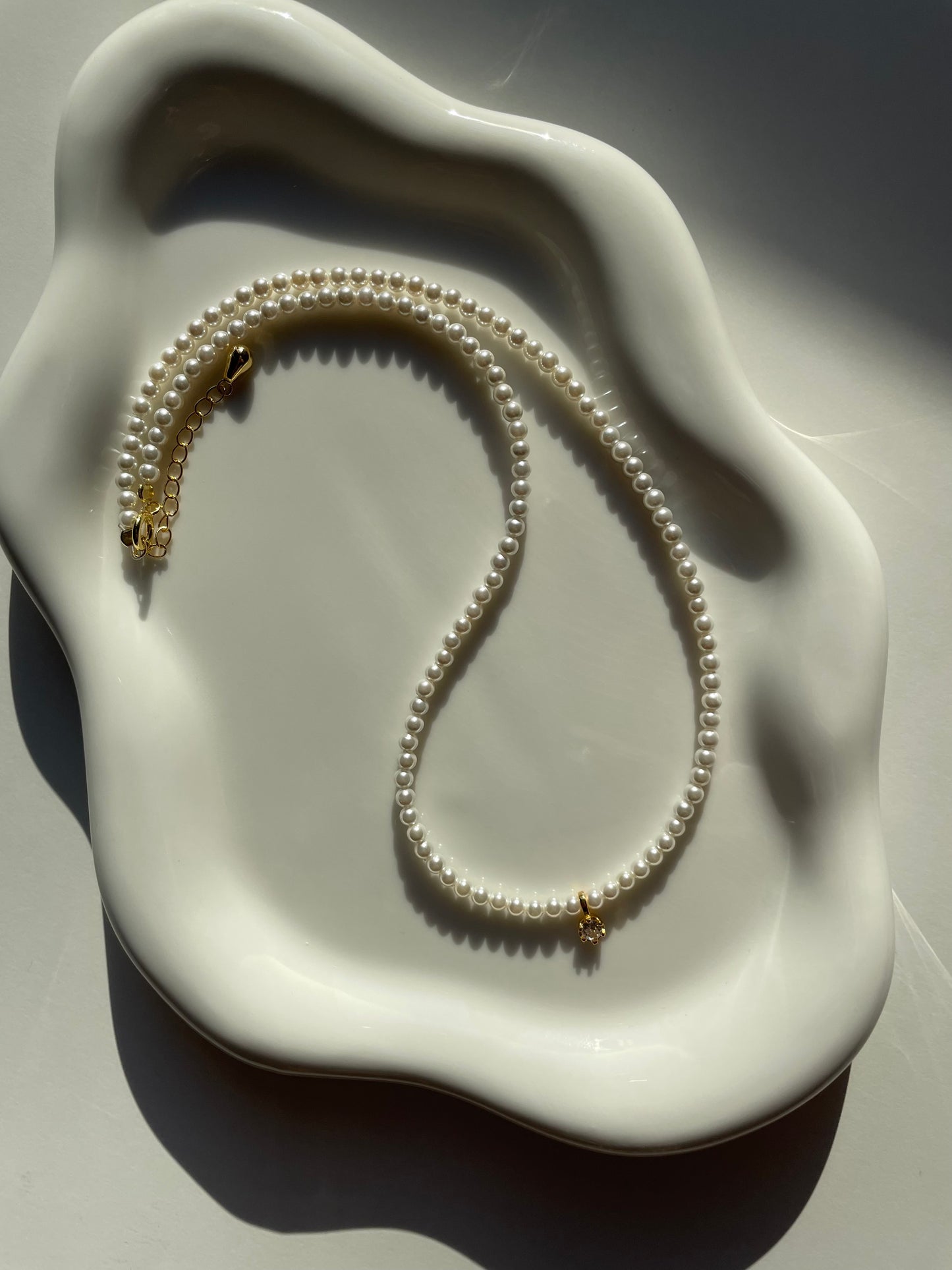 Colier cu perle si charm din Argint 925 cu piatră zirconiu