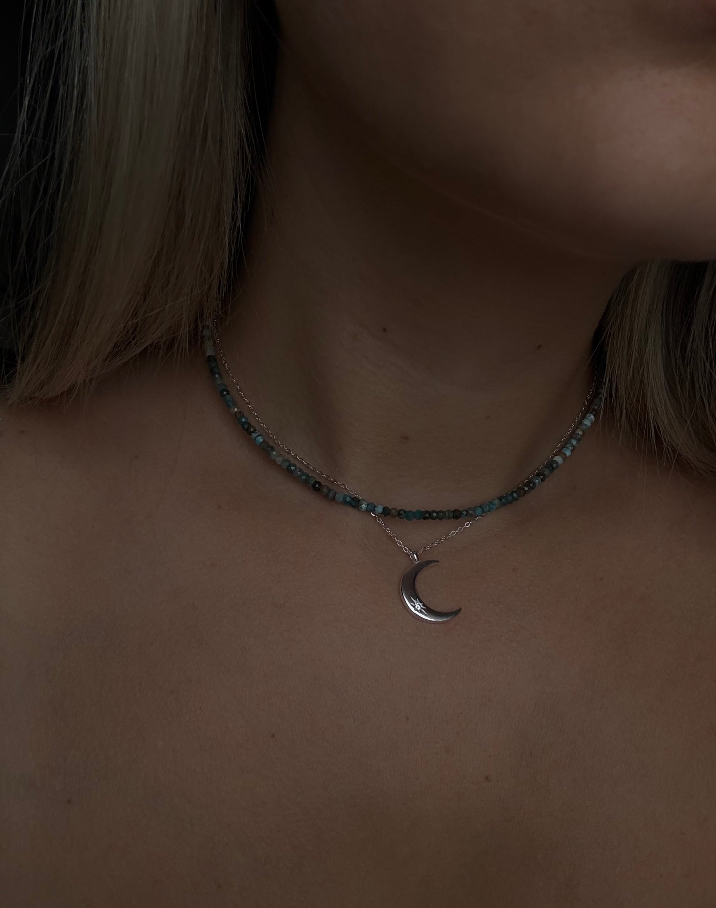Colier apatit discuri 3mm și Argint 925