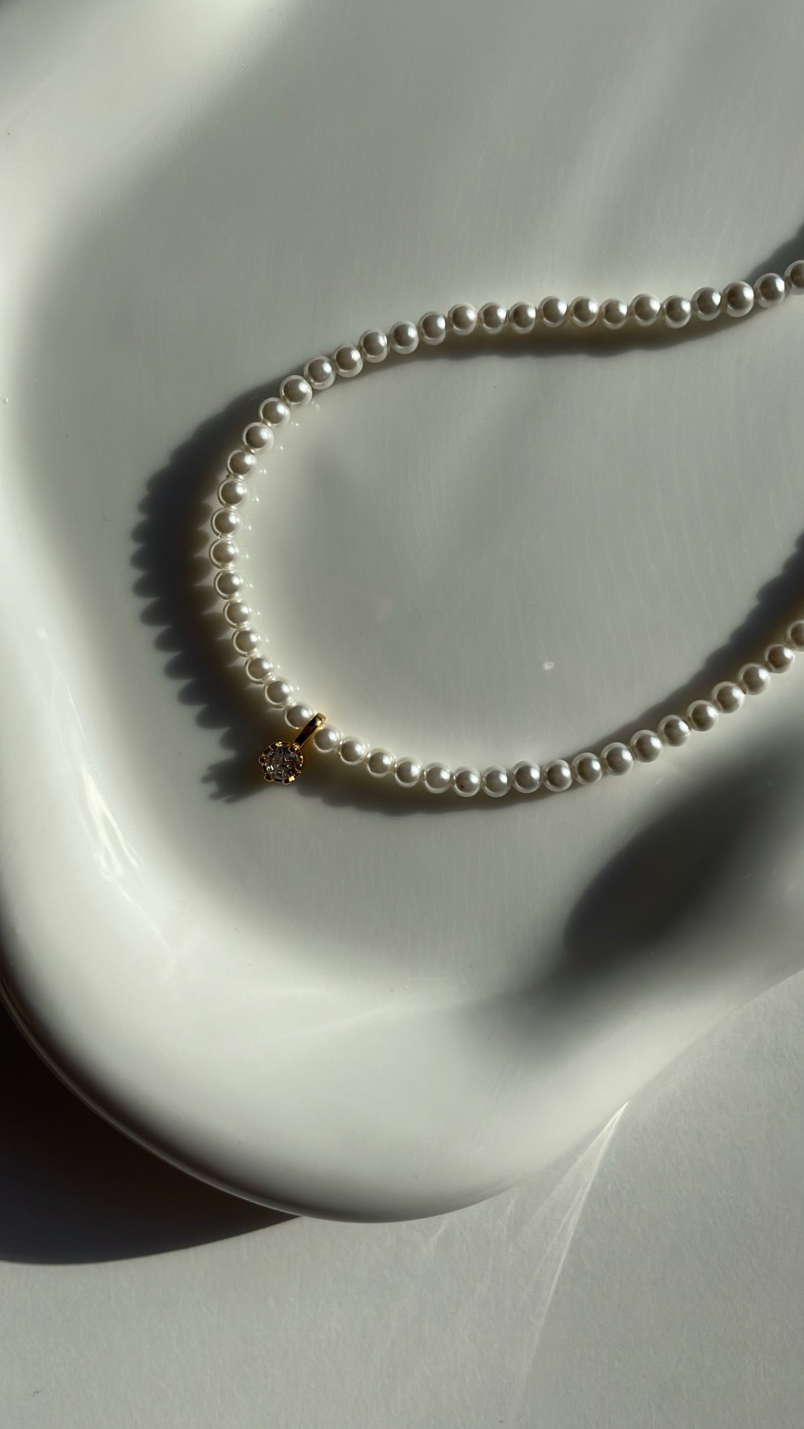 Colier cu perle si charm din Argint 925 cu piatră zirconiu