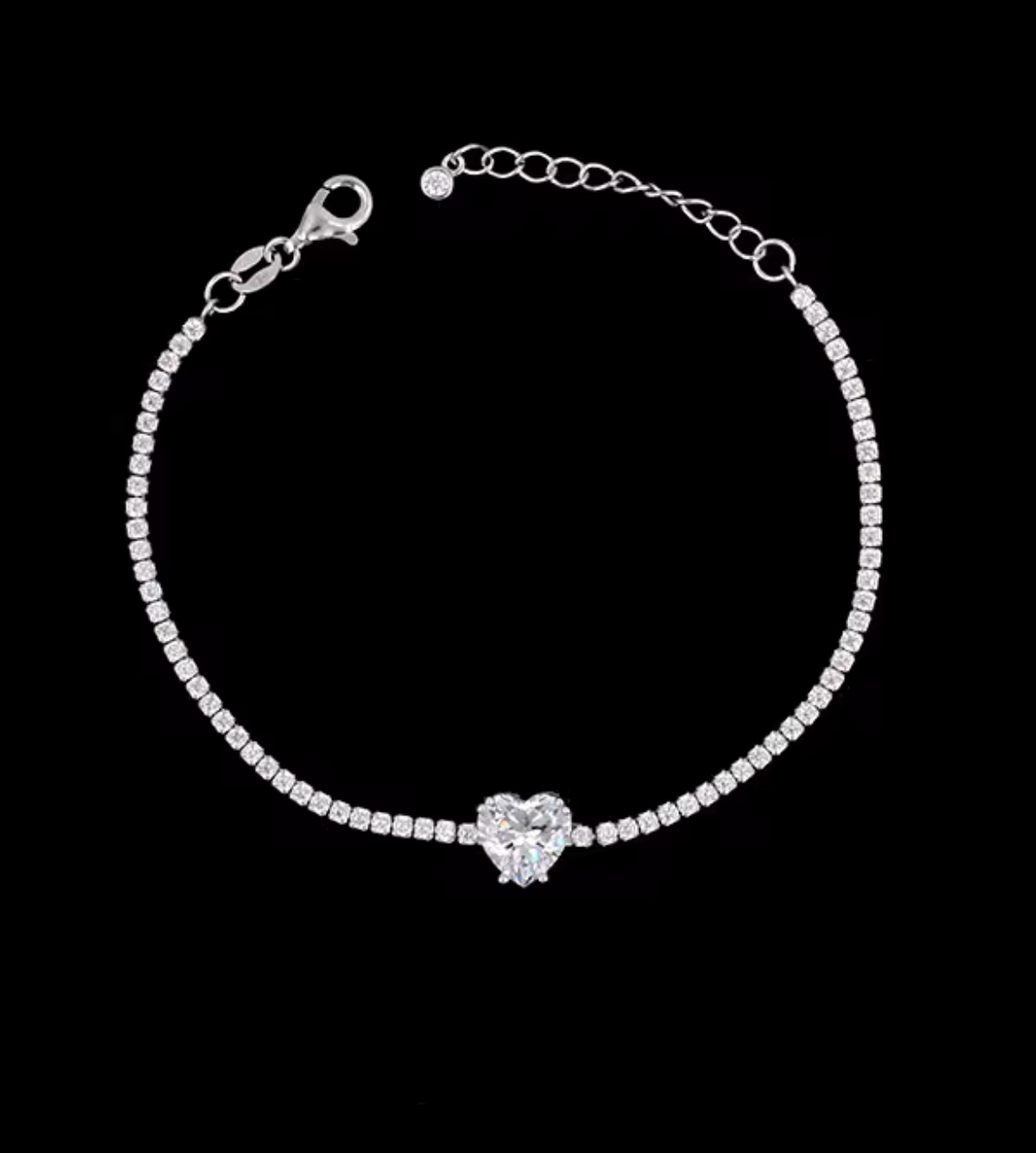 Bratara Tennis din argint 925 cu inima si cristale