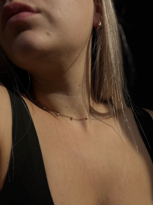 Colier din argint 925 cu stelute si pietre de zirconiu Full Shiny Stars