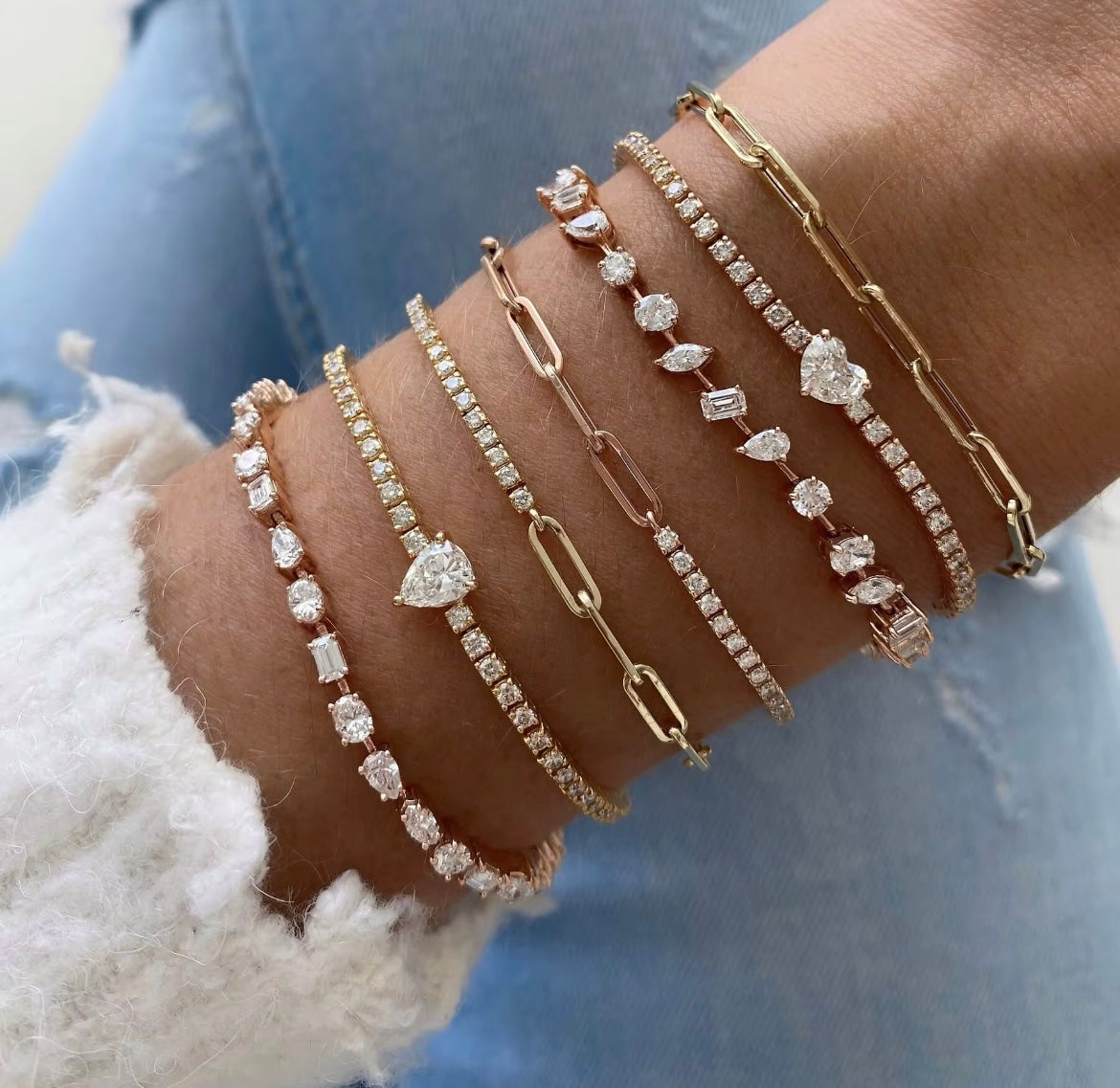 Bratara Tennis din argint 925 cu inima si cristale