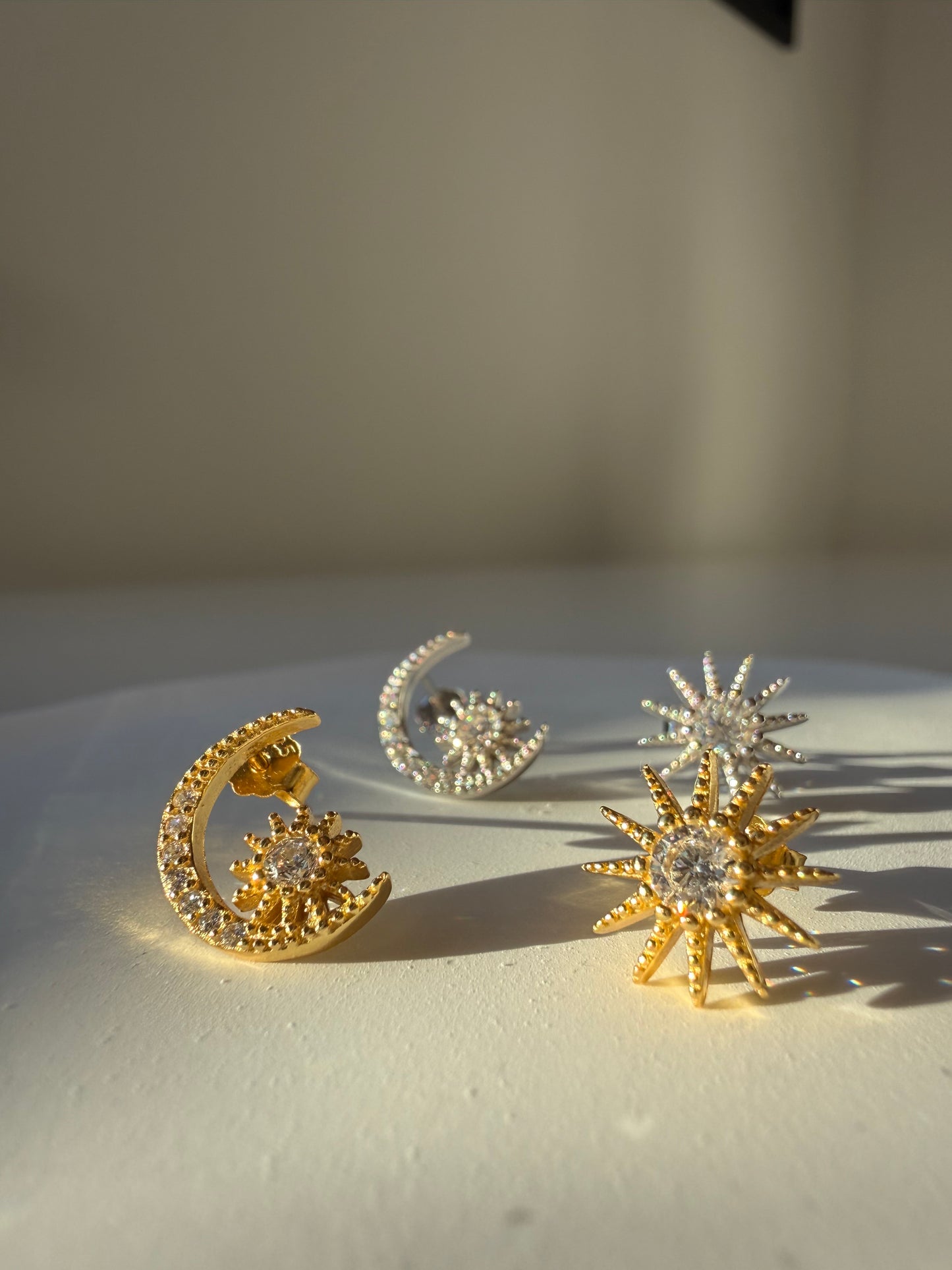 Cercei semiluna si soare din Argint 925