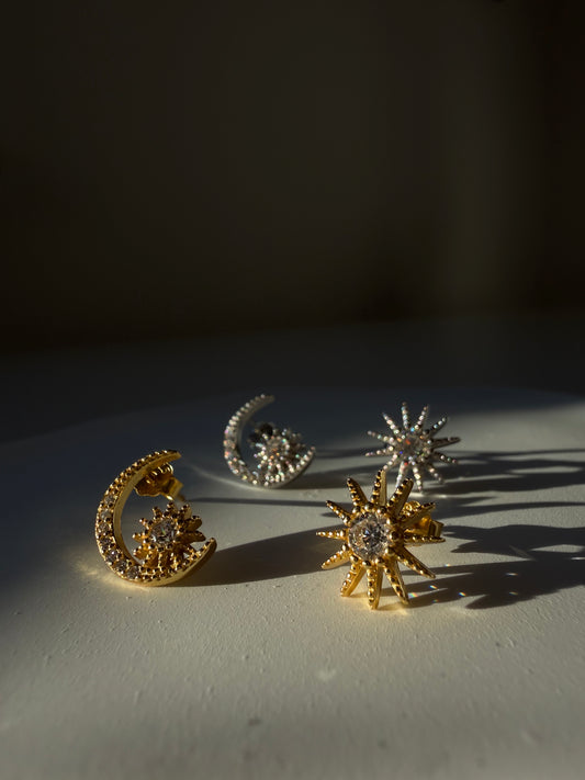 Cercei semiluna si soare din Argint 925