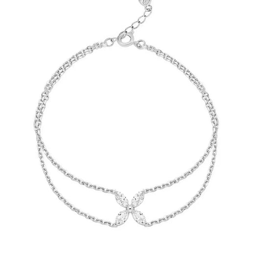 Bratara dubla din argint 925 cu floare