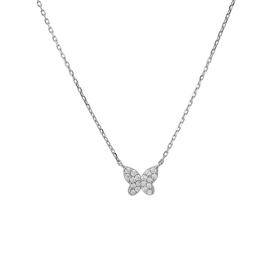 Colier fluturas din argint 925 cu pietre zirconiu Plain Butterfly