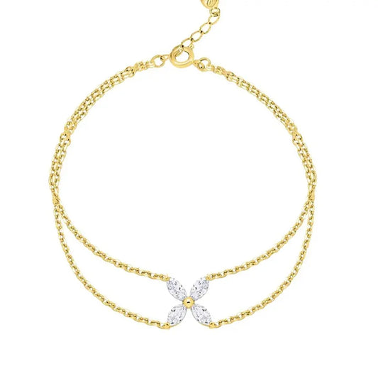 Bratara dubla din argint 925 cu floare