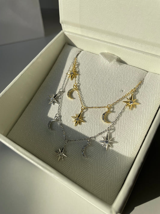 Colier Moon and Star din argint 925