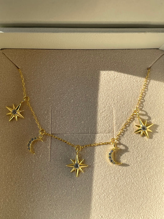 Colier Moon and Star din argint 925